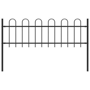 vidaXL Garden Fence with Hoop Top Steel 1.8 m Black