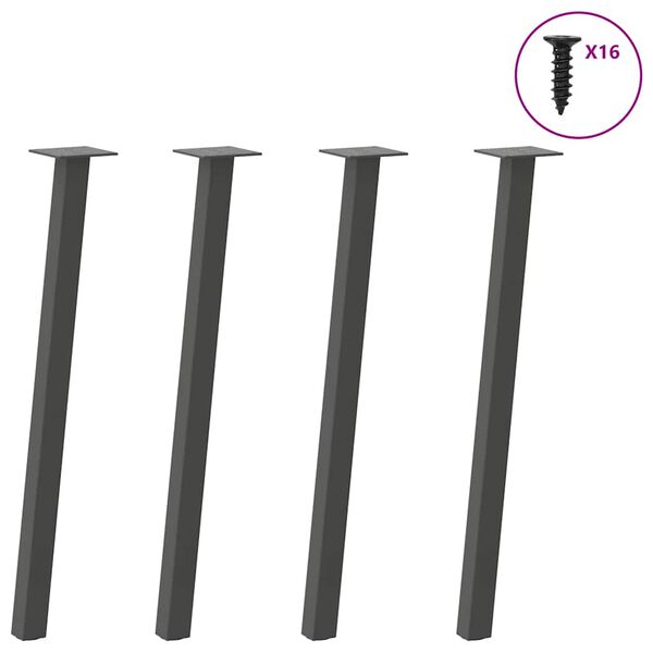 vidaXL Console Table Legs 4 pcs Anthracite 72 cm Steel