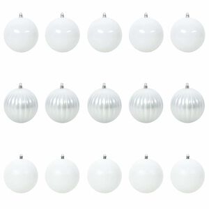 vidaXL Christmas Bauble Set XL 15 pcs LEDs White &Oslash; 10 cm Plastic