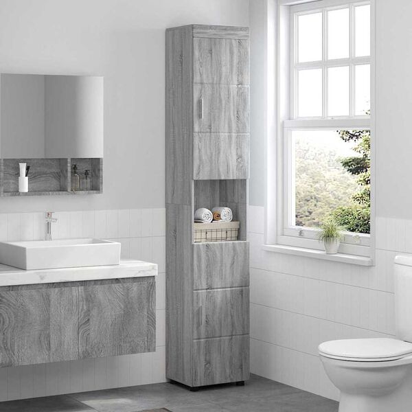 vidaXL Bathroom Cabinet Set TULUM Grey Sonoma 37 x 31.5 x 203 cm