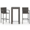 vidaXL 3 Piece Outdoor Bar Set with Armrest Poly Rattan Grey