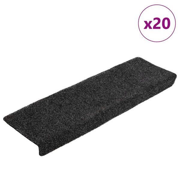 vidaXL Stair Mats Self-adhesive 20 pcs 65x21x4 cm Black Rectangular Edge