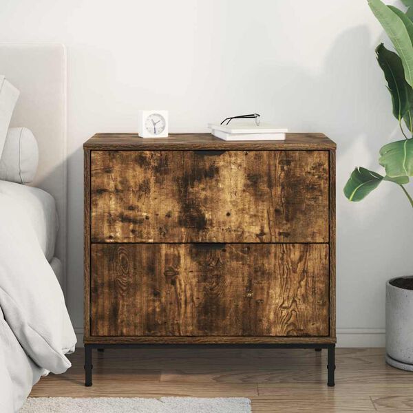 vidaXL Bedside Table Smoked oak 63.5 x 36 x 61 cm Engineered wood