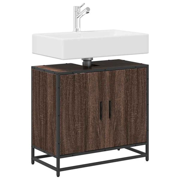 vidaXL Bathroom Sink Cabinet Brown Oak 65x33x60 cm Engineered Wood