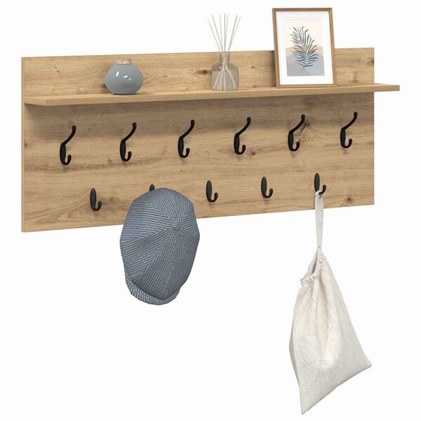 vidaXL Wall-Mounted Coat Rack with Shelf Artisan Oak 100 x 40 x 12 cm
