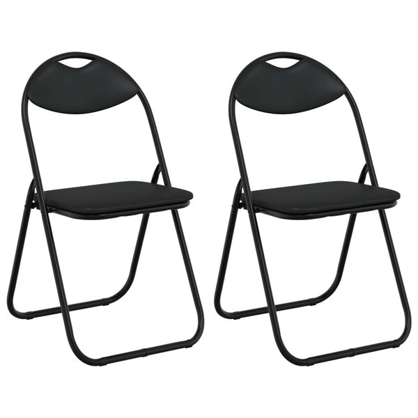 vidaXL Folding Chair 2 pcs Black 48 x 43.5 x 81 cm Faux Leather