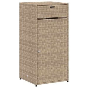 vidaXL Garden Storage Cabinet Beige 55x55x111 cm Poly Rattan