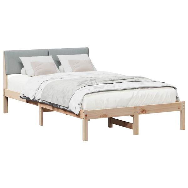 vidaXL Bed frame Brown and light grey 120 x 200 cm Solid pine wood