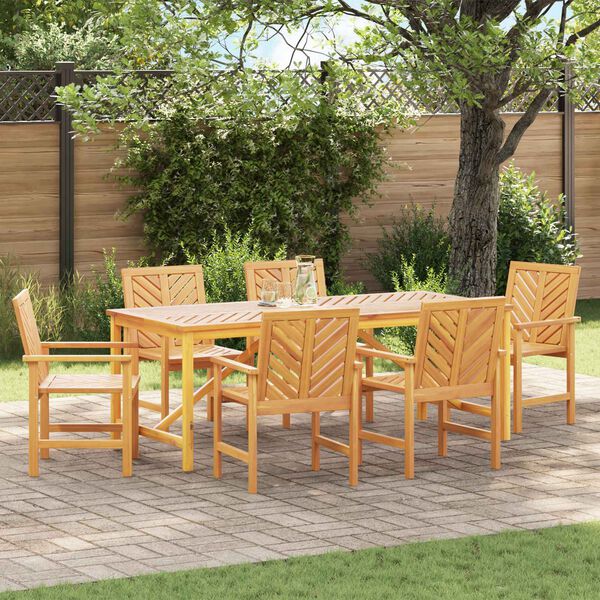 vidaXL Garden Dining Set 7 pcs Brown Solid Acacia Wood