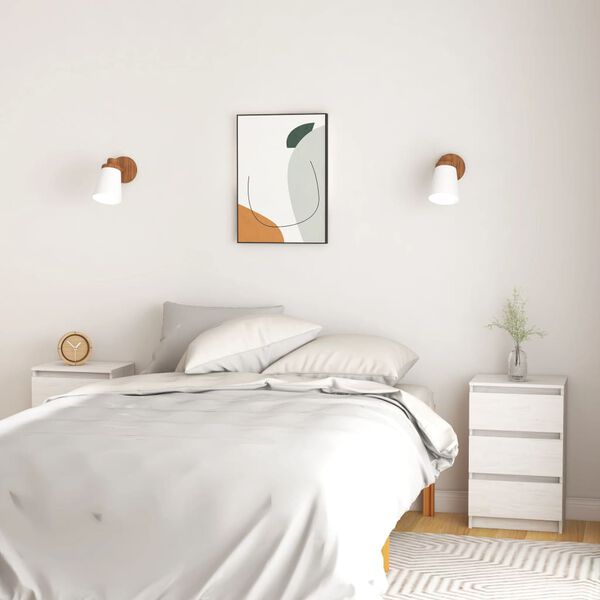 vidaXL Bedside Cabinets 2 pcs White 40x29.5x64 cm Solid Pine Wood