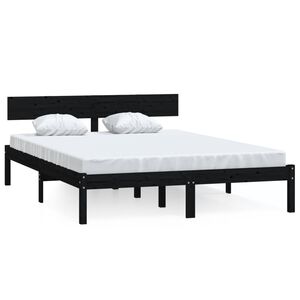 vidaXL Bed Frame without Mattress Black Solid Wood 120x200 cm