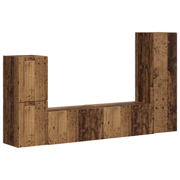 vidaXL TV Cabinet Set Wall-mounted 4 pcs Old Wood Engineered Wood