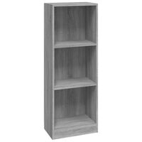 vidaXL 3-Tier Book Cabinet Grey Sonoma 40x24x109 cm Engineered Wood