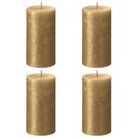 Bolsius Rustic Pillar Candles Shimmer 4 pcs 130x68 mm Gold