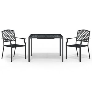 vidaXL 3 Piece Garden Dining Set Anthracite Steel