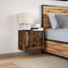 vidaXL Wall-mounted Bedside Cabinet with LED Lights Smoked Oak