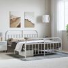 vidaXL Metal Bed Frame without Mattress with Footboard White 183x213cm