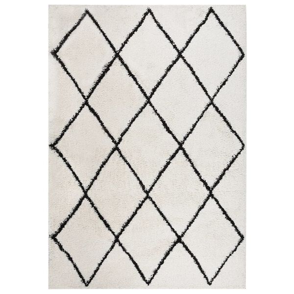 vidaXL Shaggy Rug High Pile Black and Cream 120x170 cm