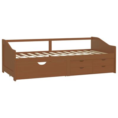 vidaXL 3-Seater Day Bed with Drawers Honey Brown Solid Pinewood 90x200 cm