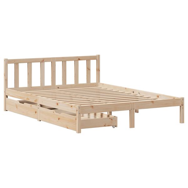 vidaXL Bed Frame without Mattress 150x200 cm King Size Solid Wood Pine