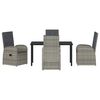 vidaXL Garden Dining Set with Cushion 5 pcs Grey Poly Rattan