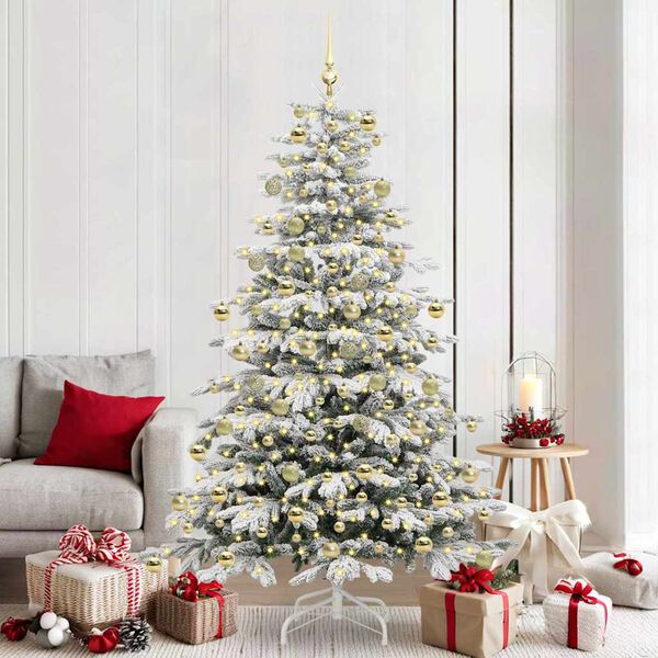 vidaXL Artificial Hinged Christmas Tree White 210 cm PE and PVC