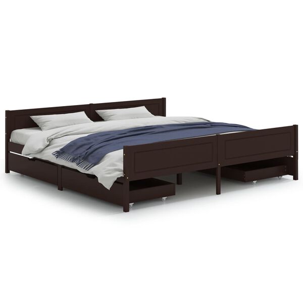 vidaXL Bed Frame without Mattress Dark Brown 180x200 cm Super King Solid Wood