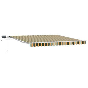 vidaXL Retractable Awning Manual Green and yellow 400 x 300 cm