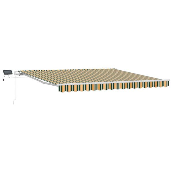 vidaXL Retractable Awning Manual Green and yellow 400 x 300 cm