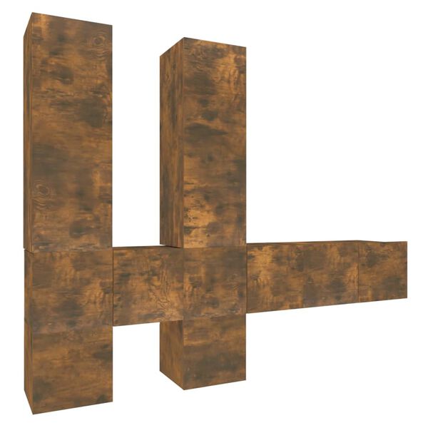 vidaXL 7 Piece TV Cabinet Set Smoked Oak Engineered Wood