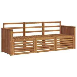 vidaXL Outdoor Sofa Set 3 pcs 3-Seaters Natural Solid Acacia Wood