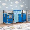 vidaXL Kids'Loft Bed Frame with Curtains Black and Blue 74.5 x 190 cm