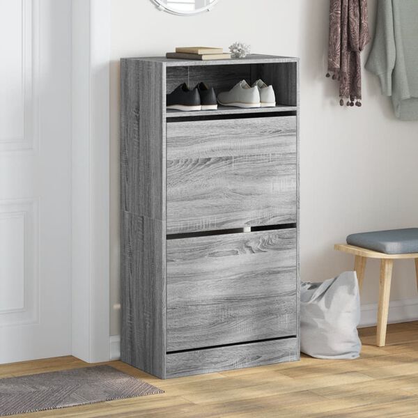 vidaXL Shoe Cabinet Grey Sonoma 60x34x116 Engineered Wood
