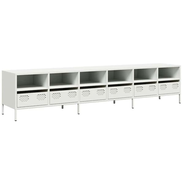 vidaXL TV Cabinet White 202x39x43.5 cm Cold-rolled Steel