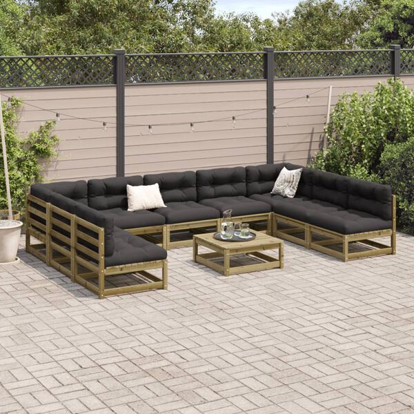 vidaXL 10 Piece Garden Sofa Set Impregnated Wood&nbsp;Pine