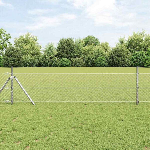 vidaXL Fence Post Silver 25 x 0.4 m (25 mm mesh) Steel