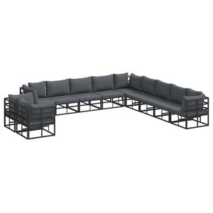 vidaXL Garden Sofa Set with Cushion 11 pcs Black Aluminium