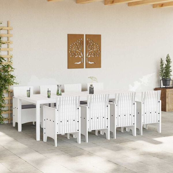 vidaXL Garden Dining Set 9 pcs Light Grey Polypropylene