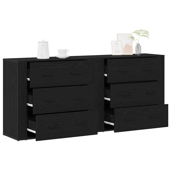 vidaXL Sideboard Black Oak 160 x 33 x 70 cm Engineered Wood