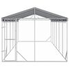 vidaXL Outdoor Dog Kennel with Roof Silver 3x9x2.5 m Galvanised Steel