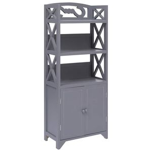 vidaXL Bathroom Cabinet Grey 46x24x116 cm Paulownia Wood