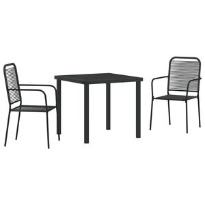 vidaXL Garden Dining Set 5 pcs Black Powder-Coated Steel