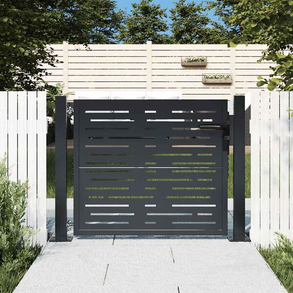 vidaXL Garden Gate Anthracite 100x75 cm Steel Square Design