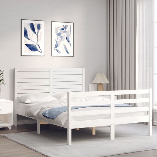 vidaXL Bed Frame without Mattress White 140x190 cm Solid Wood