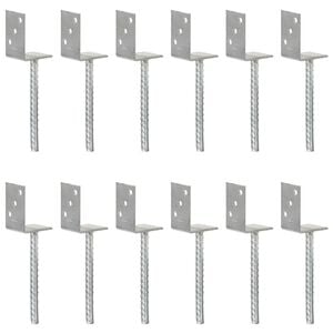 vidaXL Fence Anchors 12 pcs Silver 8x6x30 cm Galvanised Steel