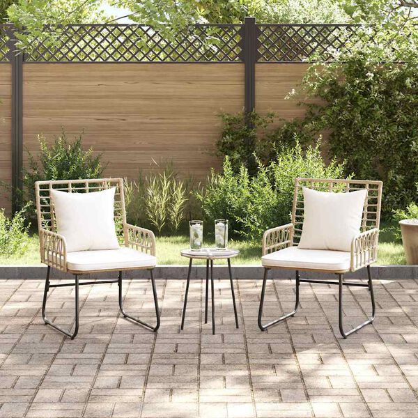 vidaXL Garden Dining Set 3 pcs Brown and Cream Poly rattan, steel