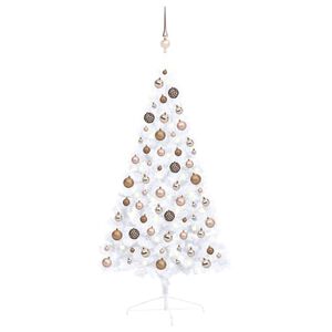 vidaXL Artificial Half Pre-lit Christmas Tree with Ball Set White 120 cm