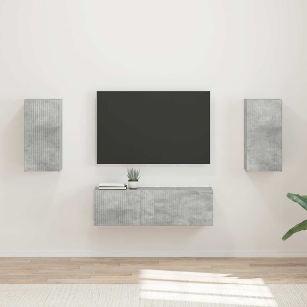 vidaXL TV Wall Cabinet Set 4 pcs Concrete Grey Engineered Wood