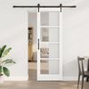 vidaXL Sliding Door White 73.5 x 211 cm Solid Pine Wood and Glass