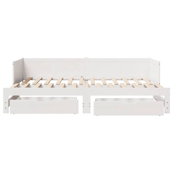 vidaXL Daybed with Trundle and Drawers without Mattress White 90x190 cm Single